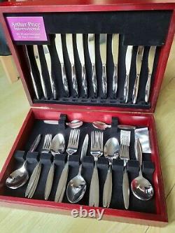 Arthur Price International 18/10 stainless steel 44 piece cutlery set in cabinet