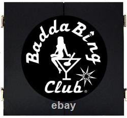 Badda Bing Bada Sopranos Sign Dart Board Dartboard & Cabinet Kit Steel Tip Darts