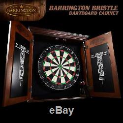 Barrington Chatham Bristle Dartboard And Cabinet Set Brown 6 Steel Tip Darts