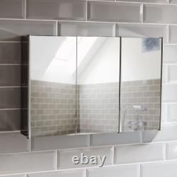 Bath Vida Tiano Bathroom Cabinet Triple Mirror Wall Mounted Stainless Steel