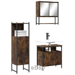 Bathroom Furniture Set Storage Cabinet 3 Piece Smoked Oak Engineered Wood vidaXL