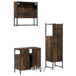 Bathroom Furniture Set Storage Cabinet 3 Piece Smoked Oak Engineered Wood vidaXL