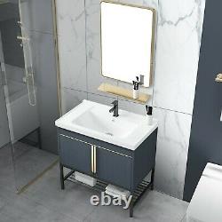 Bathroom Vanity WithMirror Ceramics Vessel Sink Faucet Set Cabinet Stainless Steel