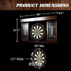 Best Selling Dart 40 Dartboard Cabinet Set, LED Lights, Steel Tip Darts, Brown/