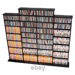 Black Large Media Storage Rack CD DVD VHS Video Game Movie Music Storage Cabinet
