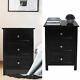Black Table Accent Nightstand Furniture Set Bedroom 3 Drawer Cabinet Storage