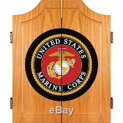 Brand New United States Marine Corps Wood Dart Cabinet Set