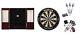 Bristle Dartboard + Mahogany Steel Tip Cabinet + 2 X Tungsten Dart Sets