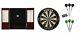 Bristle Dartboard + Mahogany Steel Tip Cabinet + 80 % Tungsten 2 Dart Set