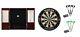 Bristle Dartboard + Mahogany Steel Tip Cabinet + Black Darts + Silver Set