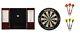 Bristle Dartboard + Mahogany Steel Tip Cabinet + Red + Comix Darts Sets