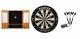 Bristle Dartboard + Oak Cabinet + Black Steel Tip Darts Set