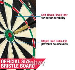 Burnham Bristle Dartboard Cabinet Set 6 Steel Tip Darts With Flights Md Sports NEW