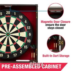 Burnham Bristle Dartboard Cabinet Set 6 Steel Tip Darts With Flights Md Sports NEW
