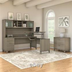 Bush Furniture Somerset 72W Sit to Stand L Desk with Hutch and File Cabinet