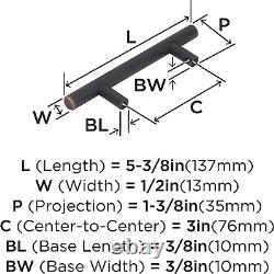 Cabinet Pull Oil Rubbed Bronze 3 Inch (76 Mm) Center to Center Bar Pulls