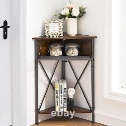 Cabinet/Table, 3-Tier Display Shelves with Protection Door, Metal Frame Storage