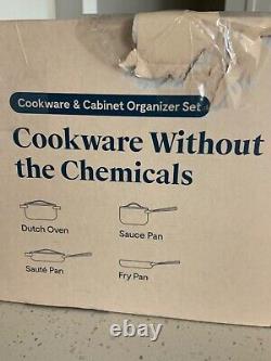 Caraway Cookware 12 Piece Set With Cabinet Storage Organization CREAM Brand new