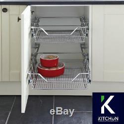 Chrome Mesh Wire Baskets, Pull Out Storage Basket Set, for Cabinet Width 300