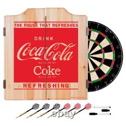 Coca Cola Dart Cabinet Set With Darts And Board Indoor Game Friends Refreshing