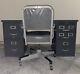 Cole Steel Gray File Cabinet Desk With Swivel Chair Set Vintage Great Price