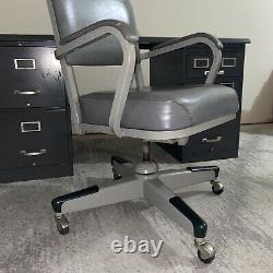 Cole Steel Gray File Cabinet Desk with Swivel Chair Set Vintage Great Price
