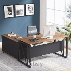 Computer Desk + File Cabinet Set with Drawers & Storage Shelves for Home Office