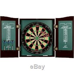 DART BOARD CABINET Game Dartboard Game Set with 6 Deluxe Steel Tip Darts
