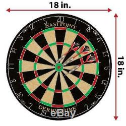 DART BOARD CABINET Game Dartboard Game Set with 6 Deluxe Steel Tip Darts