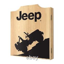 Dart Board Cabinet Set- Jeep Silhouette Dartboard Game Includes 6 Steel Tip D