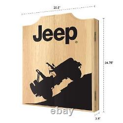 Dart Board Cabinet Set- Jeep Silhouette Dartboard Game Includes 6 Steel Tip D