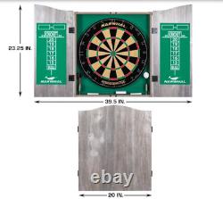 Dart Board Game and Cabinet 18 Inch with 6 Deluxe Steel Tip Darts Complete Set