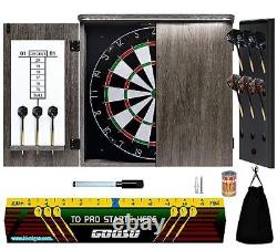 Dart Board and Cabinet Set with Official 18 Inch Dartboard, Darts Holder Wall