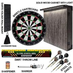 Dart Board and Cabinet Set with Official 18 Inch Dartboard, Darts Holder Wall