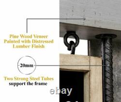 Dartboard Cabinet Set Steel Tip Darts Pine Wood Veneer Frame Pre Assembled Gray