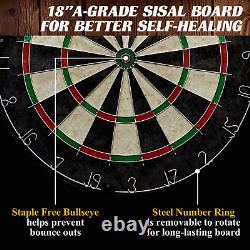 Dartboard Cabinet Set Wall-Mounted Indoor Sports Game Steel Tip Darts Gray NEW
