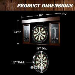 Dartboard Cabinet Set With 6 Steel Tip Darts And Led Light, Dart Board Play Game