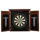 Dartboard And Cabinet Set, 24.125 X 24.125 X 3.75 Inch, Brown Removable Steel