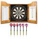 Darts Vintage All American Solid Pine Dart Board And Cabinet Dartboard Set Steel