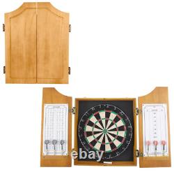 Darts Vintage All American Solid Pine Dart Board and Cabinet Dartboard Set Steel