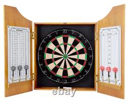 Darts Vintage All American Solid Pine Dart Board and Cabinet Dartboard Set Steel