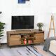 Farmhouse Tv Stand Withmedia Storage & Center Rack, Mid-set Cabinet, Wood