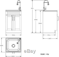 Faucet Sink Stainless Steel Laundry White Cabinet Shaker Doors Furniture Set New