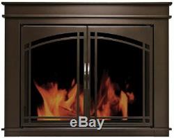 Fireplace Doors 3/16 in. Tempered Glass Cabinet-Style Oil Rubbed Bronze Small