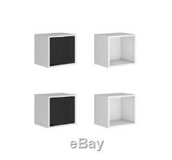 Floating Cabinet in White and Black Set of 4 ID 3820327