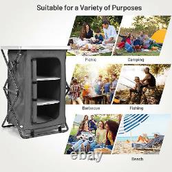 Folding Set of 3 Pop-Up Cupboard Compact Camping Storage Cabinets withCarrying Bag