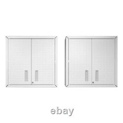 Fortress Floating Garage Cabinet in White (Set of 2)