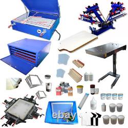 Full Set 4 color Silk Screen Printing Kit with Exposure & Flash Dryer All Supplies