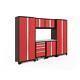 Garage Storage Cabinet Set 108 In. X 77.25 In. X 18 In. Steel Red (7-piece)