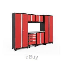 Garage Storage Cabinet Set 108 in. X 77.25 in. X 18 in. Steel Red (7-Piece)